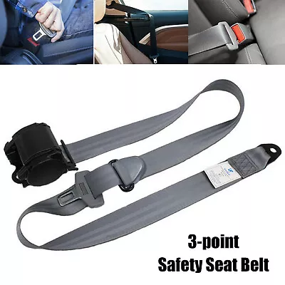 3 Point Seat Belt Retractable Car Front Safety Automatic Grey Vehicle Strap Kit • $27.99