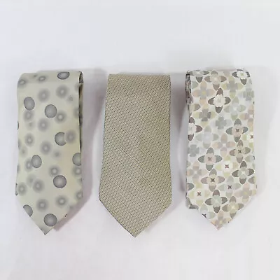 Lot Of 3 Men's Neck Ties 100% Silk Banana Republic Floral Geometric Taupe Gray • $15