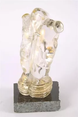 Murano Style Attr Handblown Gold Flecked Glass Torso Sculpture On Stone Base • $350