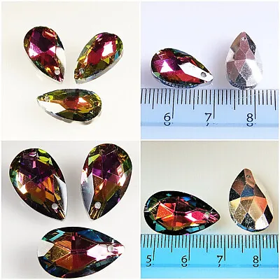 10 Faceted Teardrop Crystal Glass Drop  Pendants Multicolour  15 Mm 22 Mm • £1.59