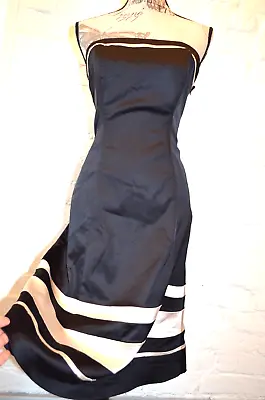 COAST Black Ivory Strapless Ladies Evening Party A Line  Midi Dress UK 14 • £14.99