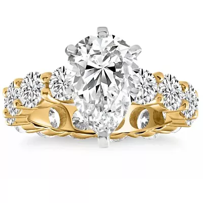 Certified G/VS 7.52Ct Pear Diamond Eternity Engagement Ring 14k Gold Lab Grown • £2405.64