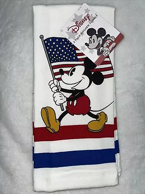 NWT RARE Mickey Mouse With USA Flag S/2 Kitchen Towels Patriotic Independence • $14