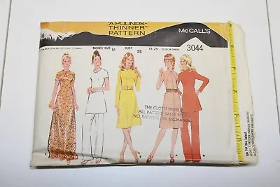 Vintage McCall's 3044 Maxi Midi Dress Tunic Pants Pattern Size 16 Cut 1970s • $4.99