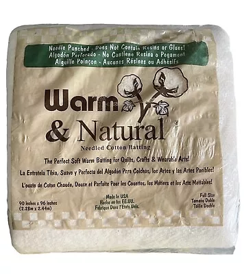 Warm Company Batting 90-Inch By 96-Inch Warm & Natural Cotton Batting Full Size • $29.97