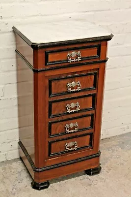 Antique Waring & Gillow Marble Topped Table De Nuit Cupboard Cabinet (Delivery) • £225