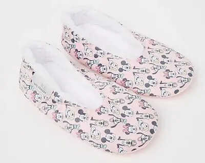 £13.49 • Buy Disney Mickey And Friends Slipper Pink Cosy Sock Fluffy Faux Fur Gripper Sole
