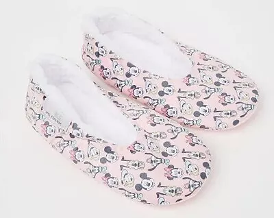 £13.49 • Buy Disney Mickey And Friends Slipper Pink Cosy Sock Fluffy Faux Fur Gripper Sole