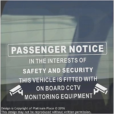 £1.99 • Buy Passenger Notice Window Stickers On Board CCTV Sign Safety Security Car Taxi Cab