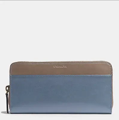 NWT Coach Bleecker Harness Leather Accordion Wallet Frost Blue Wet Clay F74821 • $198.40