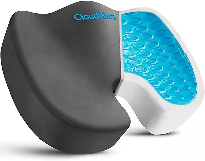 Velvet Gel Seat Cushion Gel Memory Foam Office Chair Cushions X-Large Grey • $52.99