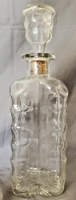 Bottle Decanter With Lid Cork Vintage Clear Square Glass Genie In A Bottle • $11.56