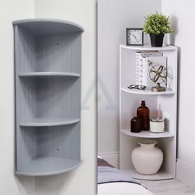 3 Tier Corner Shelf Home Wooden Storage Organizer Rack Display Shelves 2 Colours • £24.95