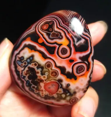 TOP 38G Natural Polished Silk Banded Lace Agate Crystal Stone Madagascar ZZ77 • $89.90