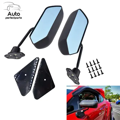 Black Car Racing Rearview Side Wing Mirrors Convex Glass 2PCS Universal F1 Style • $35.85