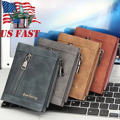 Leather Wallet For Men Multi Card Holder Slim Mens Wallet With Zipper Coin Purse • $8.99