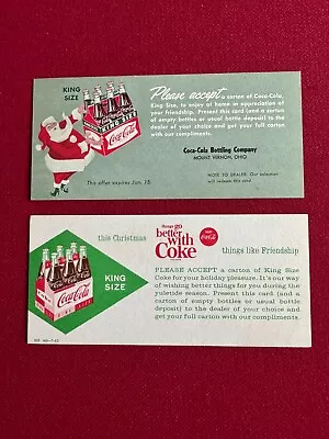 1963 Coca-Cola (2) Free 6-Pack Coupons (Santa) Scarce / Vintage • $49