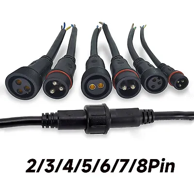2Pin-8Pin Waterproof Male Female Plug Wire Connector Cable Electrical Wire 40cm • $6.89