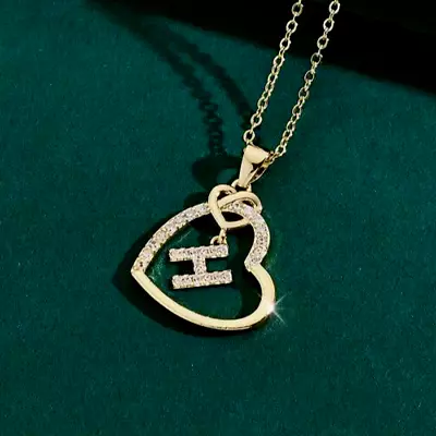 1Ct Round Real Moissanite Heart Initial H Letter Pendant 14k Yellow Gold Plated • $159.99