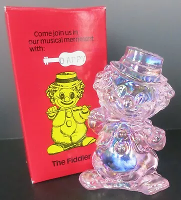 Mosser Glass 4  Dappy Fiddler Clown W/box Iridescent Pink Carnival  • $15