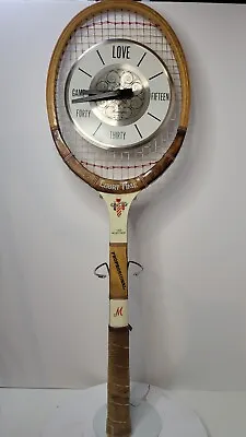 Vintage Court Time Mastercrafters Wooden Tennis Racket Clock Untested Nice • $26.99