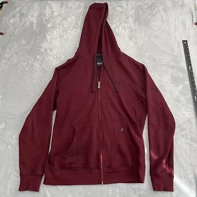 Volcom Jacket Mens Large Red Hooded Pockets Full Zip Slapdit Slim Cotton • $11.89