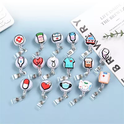 Cute Name Badge Reel Retractable Medical Worker Work Card Clip ID Tag HoldEN • $14.75