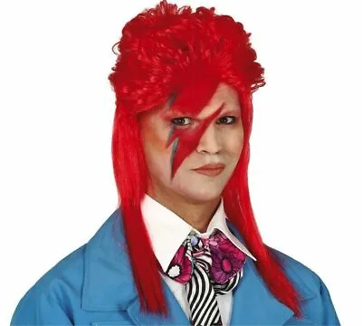 70s David Bowie Mullet Spiked Glam Punk Rock Star Music Fancy Dress Costume Wig • $38.14