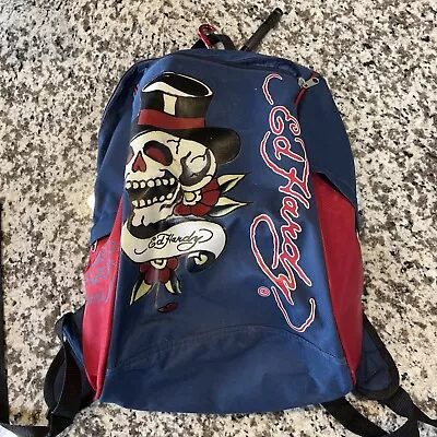 RARE Find Vintage Y2K Ed Hardy Tophat Skull Backpack • $15.99