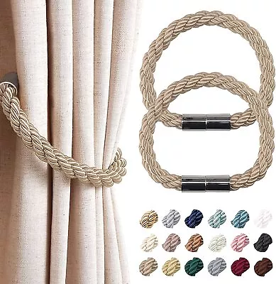 2PACK Magnetic Curtain Tiebacks Tie Backs Buckle Clips Weave Rope Holdbacks Home • £7.14