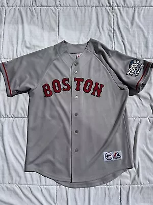 *worn Once Majestic Boston Red Sox 2004 World Series Champions Baseball Jersey L • $79