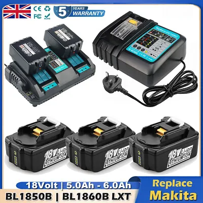 For Makita BL1850B Makita 18V 5Ah 6Ah Battery BL1860B BL1830 LXT Li-ion Charger • £31.89