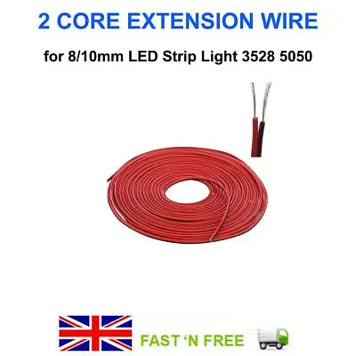 £4.89 • Buy 8/10mm 2 Core Extension Cable Wire Cord For Monocolor Led Strip Light 3528 5050