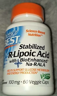 Doctor's Best Stabilized R-Lipoic Acid 100mg 60 Veggie Caps Exp 11/25 • $20.85