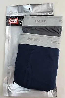 ECKO UNLTD Men's Boxer Briefs Small 2 Pack Navy Grey Blue Combed Cotton MSRP$18 • $12.95