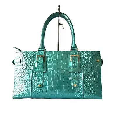 Victoria Beckham Samantha Thavasa Green Croc Embossed Vinyl Faux Leather Handbag • $150