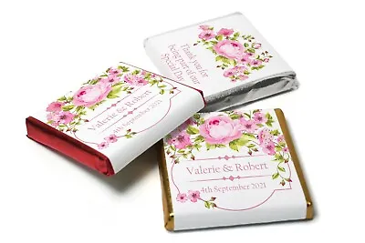 Wedding Chocolates Personalised Favours Neapolitan Chocolates Pink Floral Design • £4