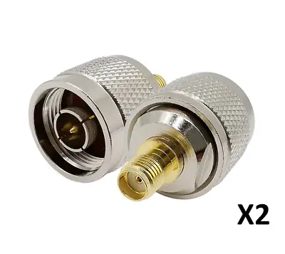 £5.95 • Buy 2x N Type Male Plug To SMA Female Socket RF Adapter Connector Converter Uk Sell