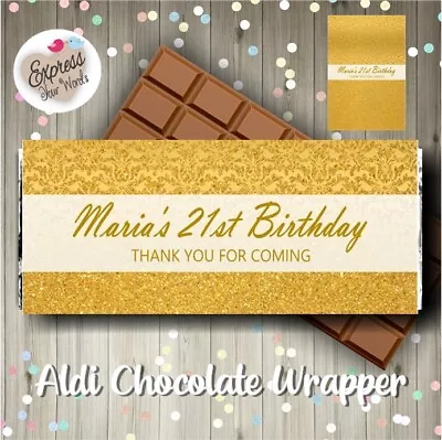 Birthday Baby Shower Thank You  Aldi Chocolate Wrappers Gold • $9.50