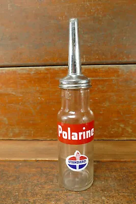 Vintage Original 1940s Standard Polarine Oil One Quart Glass Bottle With Spout • $124.95