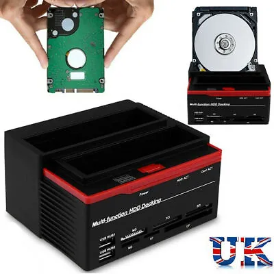 £23.95 • Buy 2.5/3.5'' SATA IDE HDD Hard Drive Docking Clone Card Reader USB2.0 Dock Usb UK
