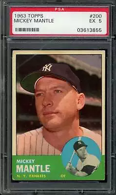 1963 Topps #200 Mickey Mantle PSA 5 Yankees  (3855) • $660