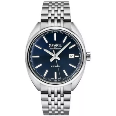 Gevril Men's 48701 Five Points Swiss Automatic Blue Dial Steel Date Wristwatch • $639