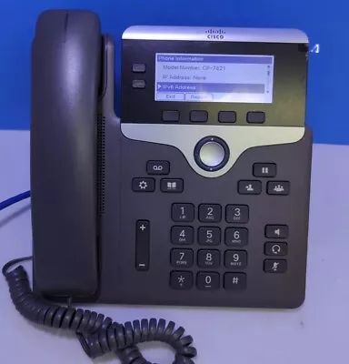 (GRADE A) Cisco CP-7821-K9 2-Line Business VoIP Phone W/ Stand Handset & Cord- • $20.39