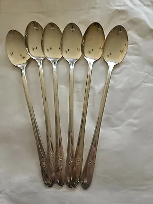 Vintage Silverplated Iced Tea Spoons (6) H & T Mfg Co Meadow Flower Circa 1940 • $20.59