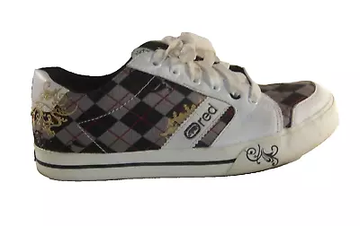 Red Ecko Unlimited  Logo Women's Size 9 Gym Walking Sports Gray White Plaid • $25