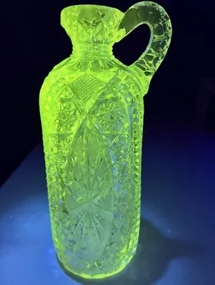 Antique Cambridge Wheat Sheaf Glass Whiskey Decanter Jug No Stopper - Glows • $49.99