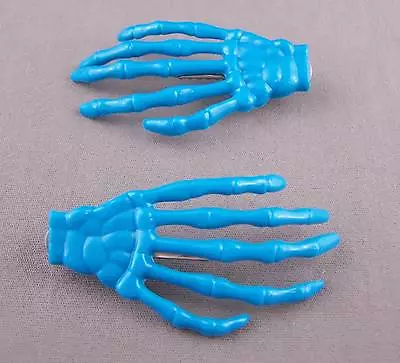 Teal Aqua Set Pack Of 2 Skeleton Hand Bones Hair Clips Alligator Claw Clamp • $5.21