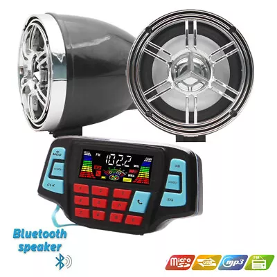 Waterproof Bluetooth Motorcycle Audio Radio Sound System Stereo Speakers MP3 USB • $33.80