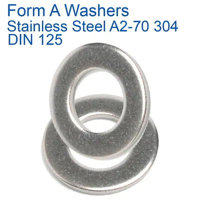 M1.6 M2 M2.5 M3 M3.5 M4 M5 M6 M8 M10 M12 Form A Flat Washers Stainless Steel • £0.99